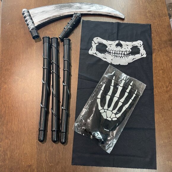 Unbranded Grim Reaper Costume Unisex Adult One Size Black Cape Halloween NEW - Picture 2 of 3